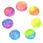 Vector set of rainbow watercolor circles. Also available as a Vector in Adobe illustrator EPS format, compressed in a zip file. The vector version be scaled to any size without loss of quality.