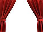 3d illustration of red curtains frame isolated over white