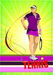 Woman tennis player. Colored Vector illustration for designers