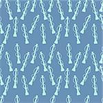 Seamless vector pattern with blue silhouette hookah on blue background.