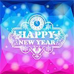 Abstract New Year Mosaic Pattern with Clock, Snowflake and Glass on Modern triangle pattern, vector background for design