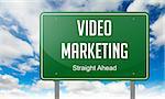 Highway Signpost with Video Marketing wording on Sky Background.