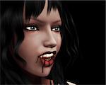 3d digitally rendered image of  woman vampire with fangs.