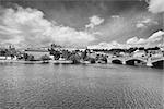 View on the spring Prague gothic Castle and Old Town, Czech Republic