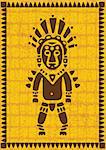 stylized image of aztec on golden background