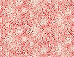 red floral textile vector seamless pattern in Russian gzhel style