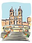 illustration of the church of Trinità dei Monti in Rome