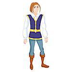 Vector illustration of brave prince from fairy tale or medieval young man