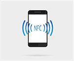 Vector illustration of smartphone with nfc function