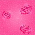 Vector Illustration of Pink Open Lip. Sweet Kisses