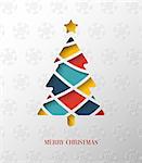 Paper colorful Christmas tree. Vector Illustration.