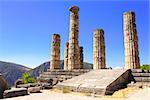 Ruins of Temple of Apollo in the archaeological site of Delphi, Greece