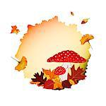 Colorful Autumn Background with Leaf and Mushroom