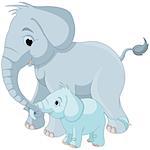 Illustration of cute mother and baby elephant