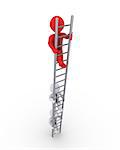 Three businessmen are climbing a ladder but one is higher