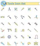 Set of the working tools icons