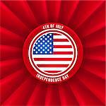 Sticker for Independence Day. Vector background with USA flag