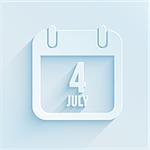 Calendar for Independence Day. Paper style vector icon of 4 July