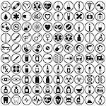 100 medical icons set, black and white vectors collection.