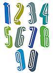 3d extra tall numbers set made with round shapes, colorful numerals for advertising and web design.