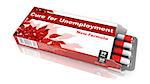 Cure for Unemployment - Red Open Blister Pack Tablets Isolated on White.