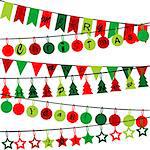 Decorative bunting with Merry Christmas and Happy New Year 2015