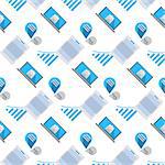 Seamless vector pattern with blue elements for business on white background.