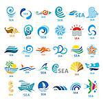 Big collection of vector logos sea