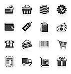 Set of gray shopping icons on white background. Vector illustration