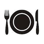 Plate with fork and knife restaurant menu icon