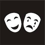 Two white happy and sad theatrical masks isolated