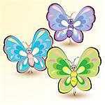 Butterflies isolated on white background. Vector illustration.