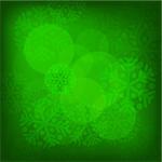 Abstract green christmas background with snowflakes