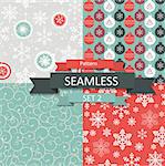 Abstract Beauty Christmas and New Year Seamlss Pattern Set, Vector Illustration. EPS10
