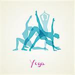 Vector illustration of Yoga poses silhouette set