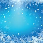 Christmas snowflakes on blue background. Vector illustration.