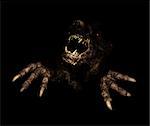 Monster in dark. 3d render