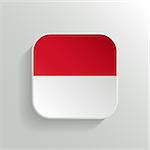 Vector Button - Indonesia Flag Icon on White Background