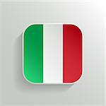 Vector Button - Italy Flag Icon on White Background