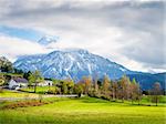 Landscape in Bavaria with mountain Sauling