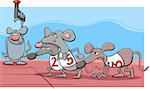 Cartoon Humor Concept Illustration of Rat Race Saying or Proverb