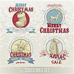 set of Christmas emblems