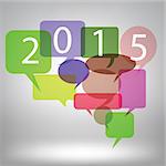 colorful illustration with new year speech bubbles background on grey  background