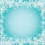 Christmas snowflakes on turquoise background. Vector illustration.