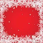 Christmas snowflakes on red background. Vector illustration.