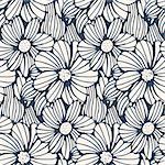 Seamless pattern - black and white  flower background.Vector illustration.