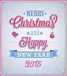 Merry Christmas and Happy New Year typographic design. Vector illustration.