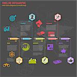 Business Timeline Infographic with Pencils, Icons and Number Options. Vector Template