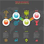 Business Timeline Infographic with Buttons, Icons and Number Options. Vector Template