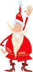 Cartoon Illustration of Funny Santa Claus or Papa Noel